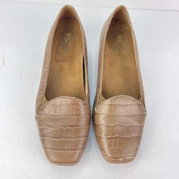 Vionic 9 Women's Dolores Slip On Croc-Embossed Leather Orthaheel Comfort Shoes - Picture 1 of 10